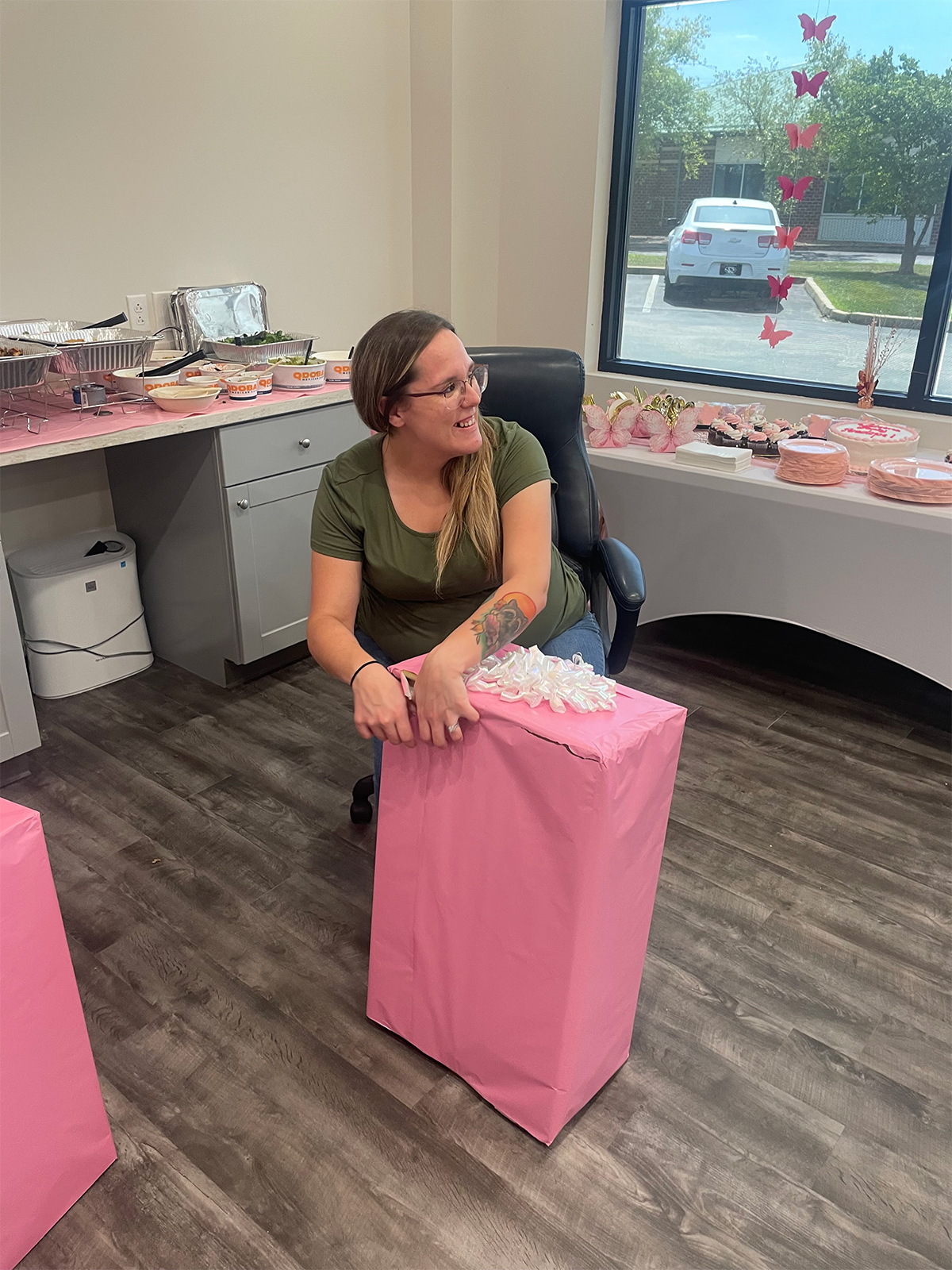 Meridian Waste Missouri hosted a surprise baby shower for team member Rachel Deck